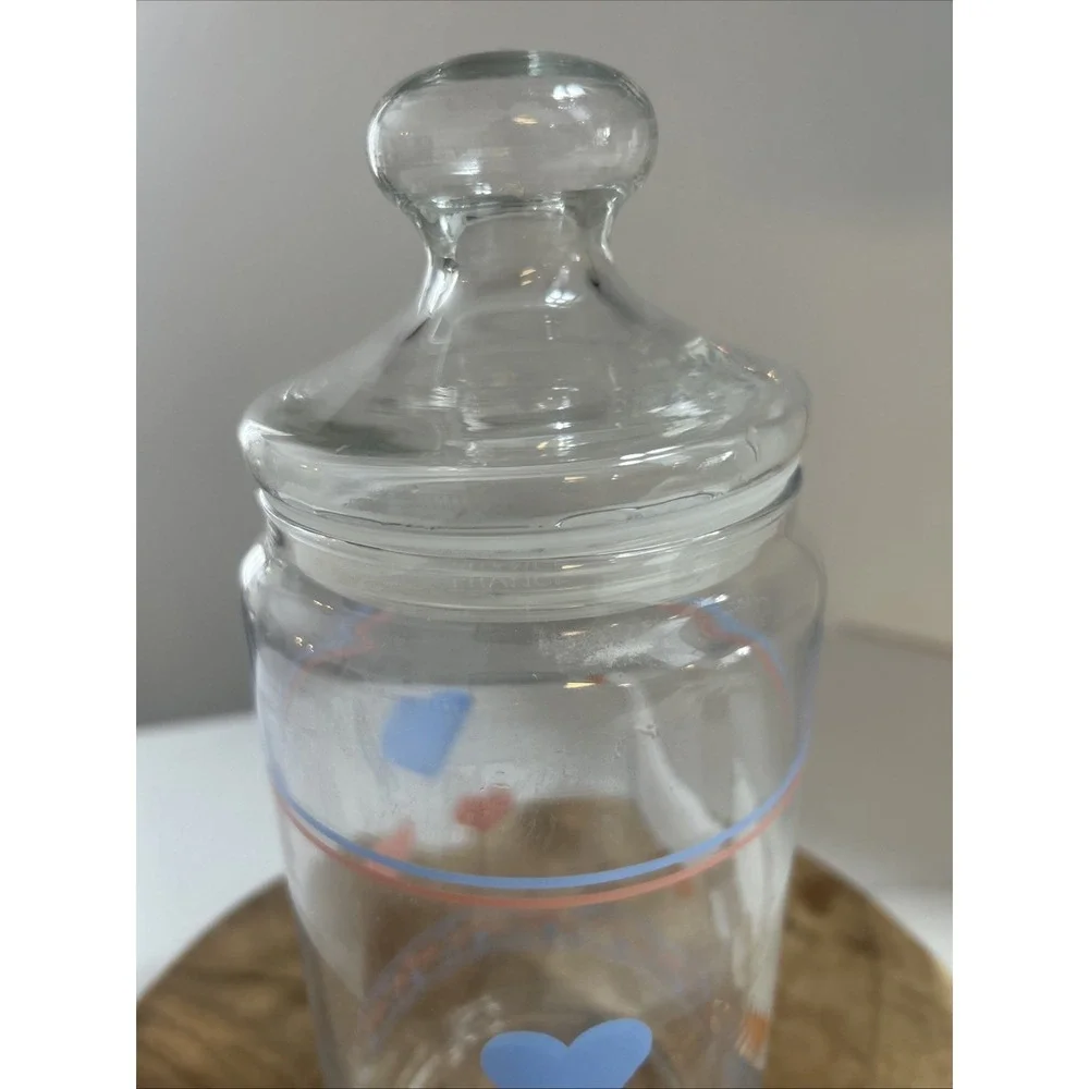 Vintage‎ Luminarc France Tall Apothecary Glass Storage 10.5'' Jar Hearts & Geese